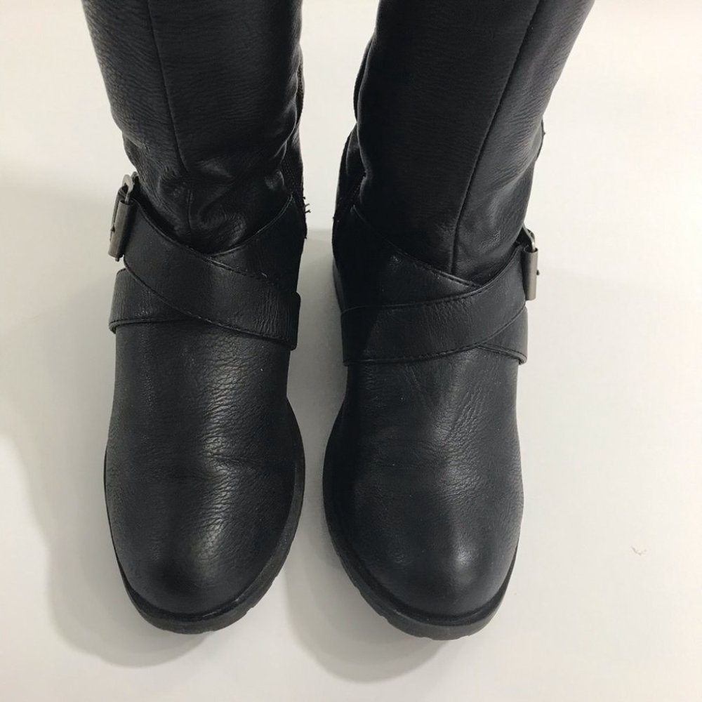 (SOLD) SO Black Faux Leather Tall Riding Boots - Picture 3 of 7